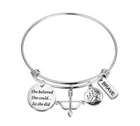 PLITI Princess Inspired Gift Princess Movie Lover Gift She Believed She Could So She Did Inspirational Bracelet For Fans, M, Stainless Steel, no gemstone
