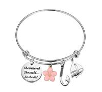 PLITI Princess Moana Inspired Gift - Fairy Tale 'She Believed She Could So She Did' Inspirational Bracelet (Believed Flower Ship BGU)