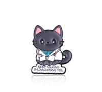 PLITI Psychologist Gift Psychology Gift Cat Lover Gifts Keep Talking I'm Diagnosing You Cat Brooch Pin For Doctor Nurse, M, Stainless Steel, no gemstone