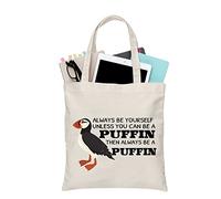 PLITI Puffin Tote Bag Bird Lover Gift Always Be Yourself Unless You Can Be A Puffin Then Always Be A Puffin Travel Pouch (Can be Puffin TGU)