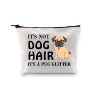 PLITI Pug Dog Makeup Bag Pug Gifts for Pug Lovers Pug Mom Gift It's Not Dog Hair It's a Pug Glitter Dog Lover Makeup Bag (Dog Hair Pug bagU)