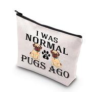 PLITI Pug Makeup Bag for Pug Dog Lover Gift I was Normal 2 Pugs Ago Travel Pouch Crazy Pug Lady Gift Pug Dog Owner Gift (Normal 2 Pugs U)