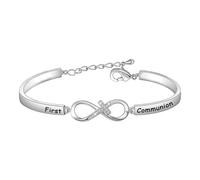 PLITI Religious Gift Christian Gift Faith Cross Gift Baptism Gift Jesus Gift First Communion Bracelet For Pastor's Wife, M, Stainless Steel, no gemstone