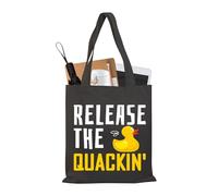 PLITI Rubber Duck Tote Bag - Release The Quacking Yellow Ducks - Medium Size - Unisex Adults - All Seasons - Water Resistant - Canvas Material for Any Occasion