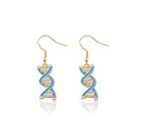 PLITI Scientist Gift Biology Chemistry Gift Science Student Graduation Gift Laboratory Gift DNA Earrings, M, Stainless Steel, No Gemstone