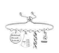 PLITI Scientist Gift Science Teacher Gift Lab Tech Gifts Chemistry Gifts She Believed She Could So She Did Science Bracelet, M, Stainless Steel, no gemstone