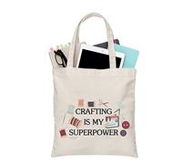 PLITI Sewing Gift For Women Sewing Lover Gift Crafting Is My Superpower Sewing Tote Bag Sewing Machine Crafting Lover Gift (Crafting power TGU)