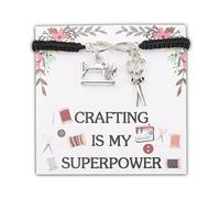 PLITI Sewing Gift Seamstress Gift Quilting Gift Crafting Is My Superpower Sewing Machines And Scissors Bracelet (crafting rope bgU)