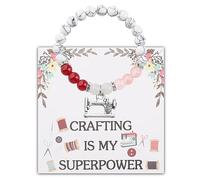 PLITI Sewing Gift Sewing Lover Gift Quilting Inspirational Gift Crafting Is My Superpower Sewing Machines Bracelet (sewing machine bead bgU)