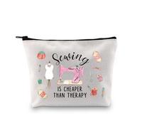 PLITI Sewing Gifts for Sewing Lovers Gift Sewing is Cheaper Than Therapy Makeup Bag for Quilter Sewer Seamstress Gift (Cheaper Sewing bagU)