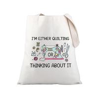 PLITI Sewing Tote Bag Quilting Gifts For Quilter Sewer I'm Either Quilting Or Thinking About It Sewing Lover Seamstress Gift (quilting thinking TGU)