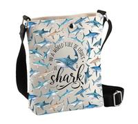 PLITI Shark Lover Gifts In A World Full Of Fishes Be A Shark Crossbody Bag Wildlife Ocean Sea Animal Lover Gift (Fish shark CbagU)