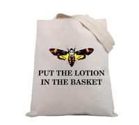 PLITI Silence Lambs Horror Movie Inspired Gift Put The Lotion In The Basket Hannibal Lecter Fan Gift Tote Bag (The basket TGU)