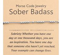 PLITI Sobriety Addiction Recovery Bracelet - 12 Step Sober Milestone Gift (Sober Morse Code)