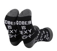 PLITI Sobriety Gift Socks Addiction Recovery Gift AA Symbol Anonymous Gifts Sober New Beginnings Gift (UK, Alpha, One Size, Regular, Regular, Sober Sexy SocksU)