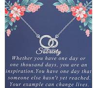 PLITI Sobriety Necklace Sober Gift Addiction Recovery Gift 12 Step Gift Double Interlocking Circle Pendant For Women (Sobriety circleU)