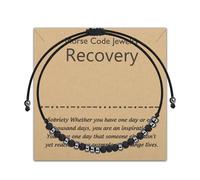 PLITI Sobriety Recovery Bracelet - Addiction Gift - AA NA Alcoholics Anonymous - Morse Code - New Beginning, M, Stainless Steel, no gemstone