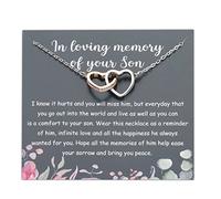 PLITI Son Memorial Gift Loss Of Son Bereavement Gift In Loving Memory Of Your Son Interlocking Heart Necklace, M, Stainless Steel, No Gemstone