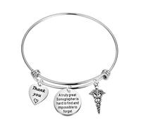 PLITI Sonographer Bracelet Ultrasound Technician Gifts Radiology Technologist Jewelry X-Ray Tech Gift Radiographer Gift, M, Stainless Steel, stainless steel