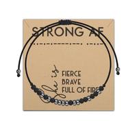 PLITI Strong AF Morse Code Bracelet Women Empowerment Gift She Is Fierce Strong Brave Full Of Fire Feminist Gift, M, Stainless Steel, no gemstone