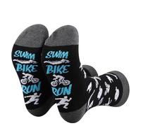 PLITI Swim Bike Run Socks Runner Lover Gift Athlete Sport Lover Gift Track and Field Lover Gift Marathoner Gift Runner Gift (UK, Alpha, One Size, Regular, Regular, Swim Bike Run SocksU)