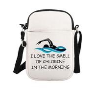 PLITI Swimming Lover Gift I Love The Smell Of Chlorine In The Morning Funny Swim Crossbody Bag Swim Coach Gift Swim Team Gift (swim smell ZCbagU)