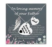 PLITI Sympathy Gift In Loving Memory Of Your Father Gift A Piece Of My Heart Is In Heaven Dad Memorial Necklace, M, Stainless Steel, No Gemstone