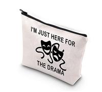 PLITI Theatre Makeup Bag Theatre Lover Gifts Drama Gifts I'm Just Here for The Drama Comedy Tragedy Masks Travel Pouch(Here for Drama BU)