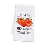 PLITI Tomato Kitchen Towel Tomato Lover Gift Funny Tomato Gardener Gift Just a Girl Who Loves Tomatoes Theme Dish Towel (girl loves tomato TWU)