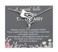 PLITI Tooth Fairy Y Lariat Necklace Dental Assistant Jewelry Fairy Wings Birthstone Pendant For Daughter Niece (special tooth Y necSU)