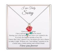 PLITI Truly Sorry Rose Necklace for Wife - I am Sorry Gift of Forgiveness - Rose Lover Gift