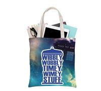 PLITI TV Show Inspired Gifts D octor Tote Bag Policeman Box Fan Gift Wibbly Wobbly Timey Wimey Stuff Gift (Wibbly Wobbly TGU)