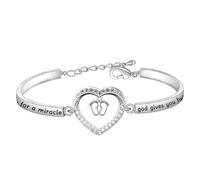 PLITI Twin Mom Gift Mommy To Be Gift First Time Mom Gift When You Pray For A Miracle God Gives You Two Bracelet For New Mom, M, Stainless Steel, no gemstone