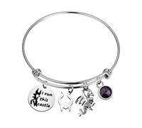 PLITI Villains Fans Gift I Run This Castle Bracelet Evil Queen Inspirational Gift Resting Witch Face Gift Horns Charm Jewelry, M, Stainless Steel, no gemstone