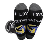 PLITI Volleyball Socks Volleyball Lover Gift I Love Volleyball Socks Volleyball Player Gift Volleyball Coach Gift Sports Fan Gift (UK, Alpha, One Size, 13, Regular, Regular, I Love Volleyball SocksU)