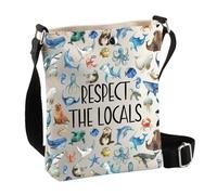 PLITI Whale Shark Lover Gift Marine Biology Gifts Respect The Locals Ocean Animal Crossbody Bag Marine Wildlife Handbag (Ocean local CbagU)
