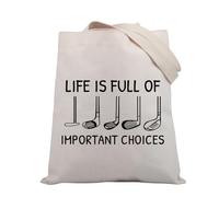 PLITI Women's Golf Tote Bag - Life Is Full Of Important Choices - Medium Canvas Tote - Water-Resistant - Multifunctional - Unisex-Adults