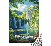 Plitvice Lakes Croatia 1000 Piece Jigsaw Puzzle, Historic Square Architecture, Thick Cardboard Pieces, Decorative Artwork for Adults, Travel Gift, 52x38cm/1000pcs