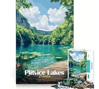 Plitvice Lakes Croatia 1000 Pieces Jigsaw Puzzles for Teenagers Solid Logic Toy Peaceful Fun Precision Cut Amazing Present (38x52cm)