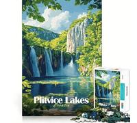 Plitvice Lakes Croatia Adult Jigsaw Puzzles 1000 Pieces Brain Workout Toy Casual Relax Image Assembly Artistic Gift (38x26cm)