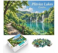Plitvice Lakes Croatia Jigsaw 1000pcs (52x38cm) for Adults | For puzzle lovers in winter, this adult jigsaw puzzle with 1000 pieces turns winter downtime into puzzle time.
