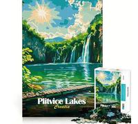 Plitvice Lakes Croatia Landscape Art 1000 Piece Jigsaw Puzzles for Adults Mind Skill Toy Casual Relax Design Assembly Art Collection Piece (38x26cm)