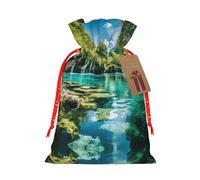 Plitvice Lakes National Park Print Christmas Drawstring Holiday Candy Bag Xmas Sacks Reusable Wrapping Bags Party Favor