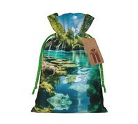 Plitvice Lakes National Park Print Christmas Drawstring Holiday Candy Bag Xmas Sacks Reusable Wrapping Bags Party Favor