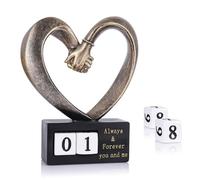 PlivBloom Hand Sculpture Kit for 2 Hands Statue, Bronze Finish Resin Love Heart Sculpture, 1st to 50th Wedding for Couple Wife,Statues for Home Decor,Anniversary Romantic