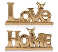 PlivBloom Love Sign Decor,Gold Room Decor Aesthetic, Knick Knack Shelf,Bird Decor, Boho Bookshelf,Abstract Statue,for Living Room,Bedroom, Contemporary Tv Stand Set of 2 (2, Gold)