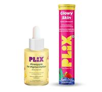 PLIX - THE PLANT FIX Glutathione Skin Glow 15 Effervescent Tablets and Pineapple Serum Combo for Clear Skin, 2% Alpha Arbutin for Unisex with Niacinamide, PHA and Vitamin E, 15ml (Pack of 2)