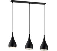 PLJKIHED Teardrop Pendant Light Industrial Hanging Lamps,Black/Nickle/White Retro Ceiling Lighting Fixture E27(Size:3-Head-Long Base,Color:svart) (Color : Svart, Size : 3-Head-Long Base) Stabilize