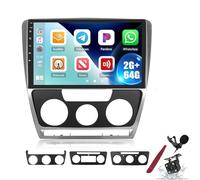 PLKEQS 2+64GB Android 15 Car Stereo for VW S-koda Octavia 2007-2013 with Carplay Andriod Auto Head Unit, 10.1" Touch Screen Car Radio with GPS Navigation BT FM WiFi Camera,K4 Pro