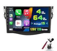 PLKEQS 4+64G Car Radio for T-oyota RAV4 2006-2012, 9'' 2K Touchscreen Stereo Android 15 Wireless Carplay Android Auto 32EQ 5G WiFi 1080P Bluetooth DSP SWC MIC Camera,K1 Pro